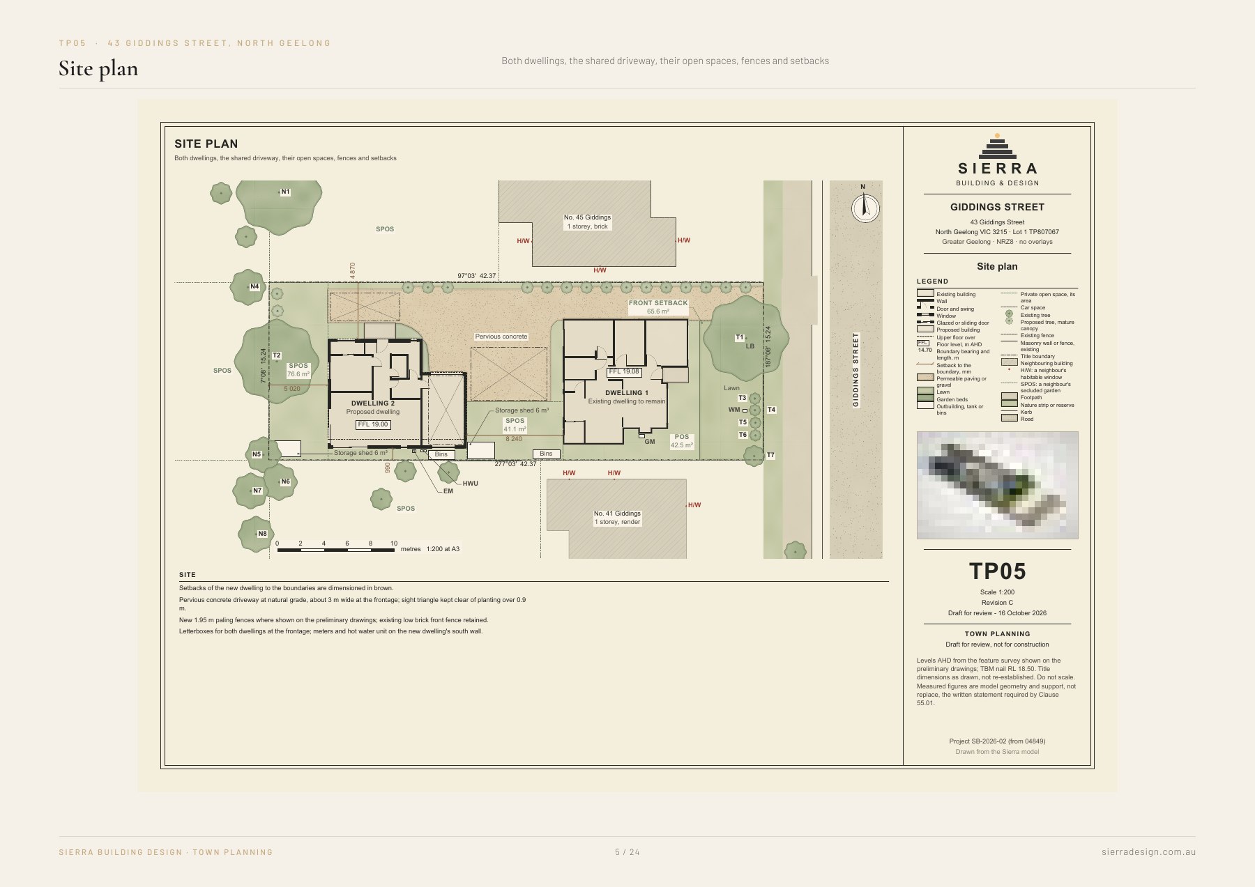 Two dwellings at Giddings Street: Site plan