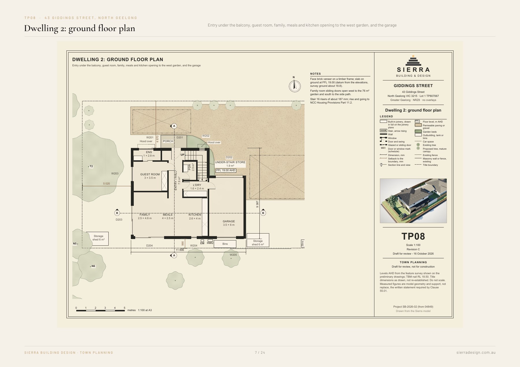 Two dwellings at Giddings Street: Dwelling 2: ground floor plan