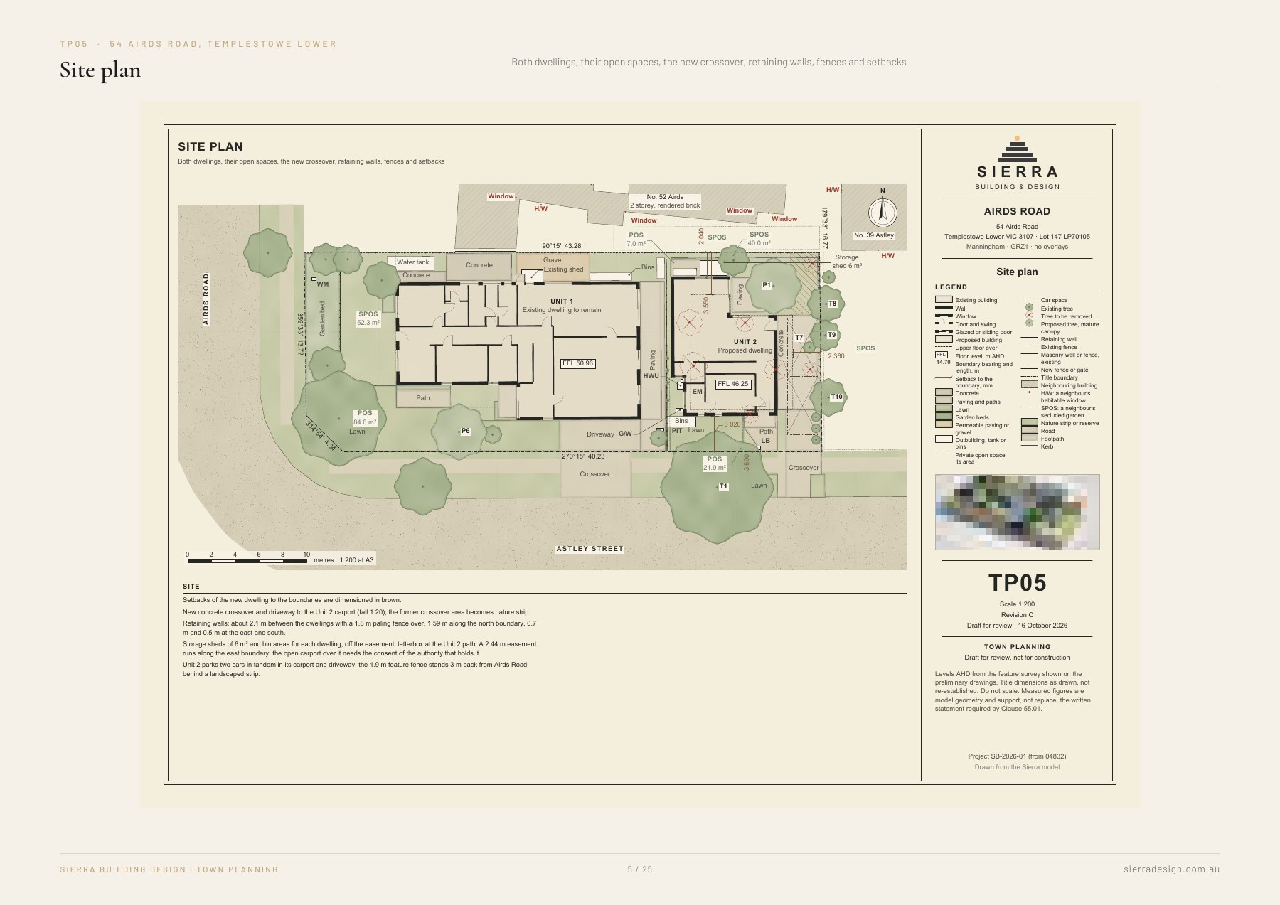 Two dwellings at Airds Road: Site plan
