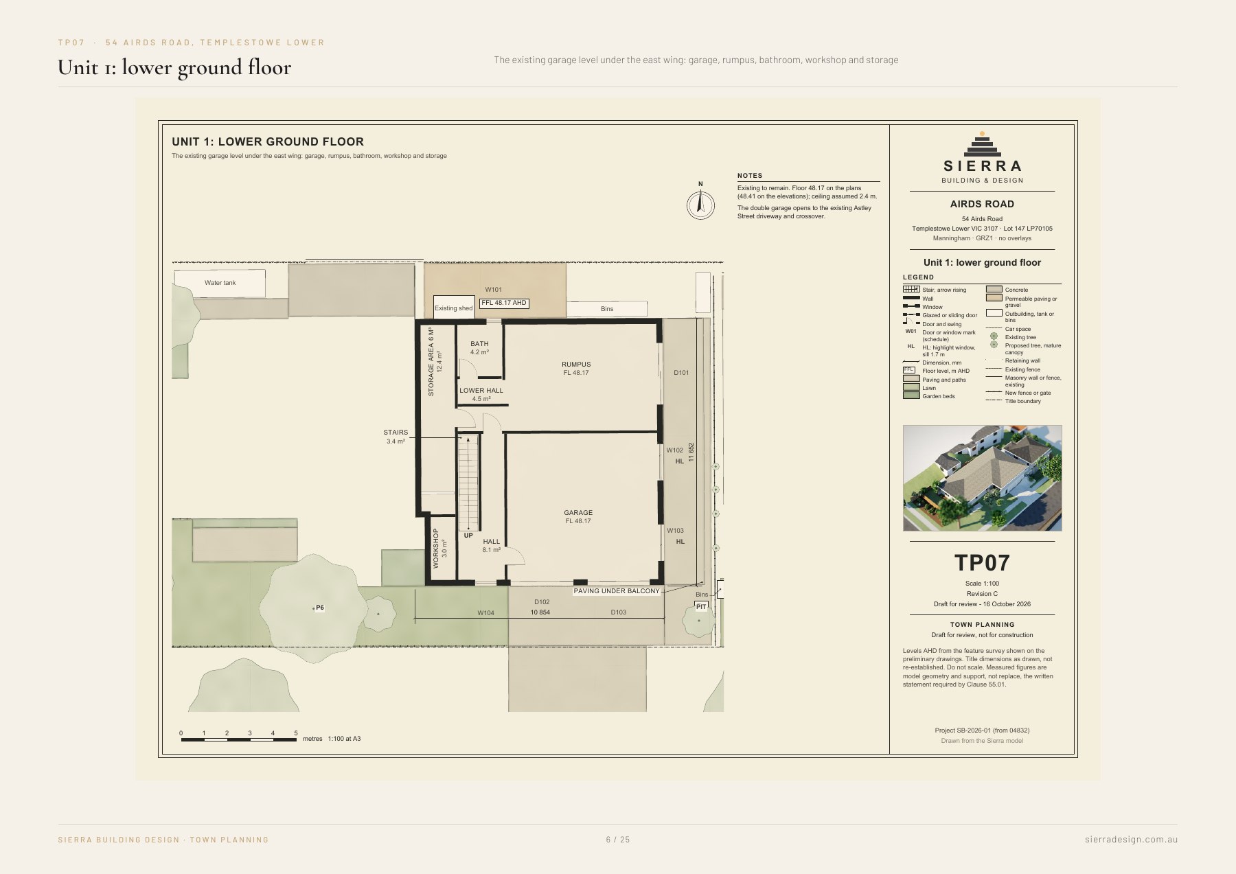 Two dwellings at Airds Road: Unit 1: lower ground floor