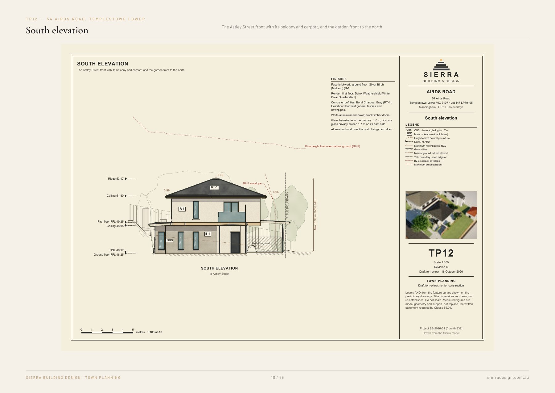 Two dwellings at Airds Road: South elevation