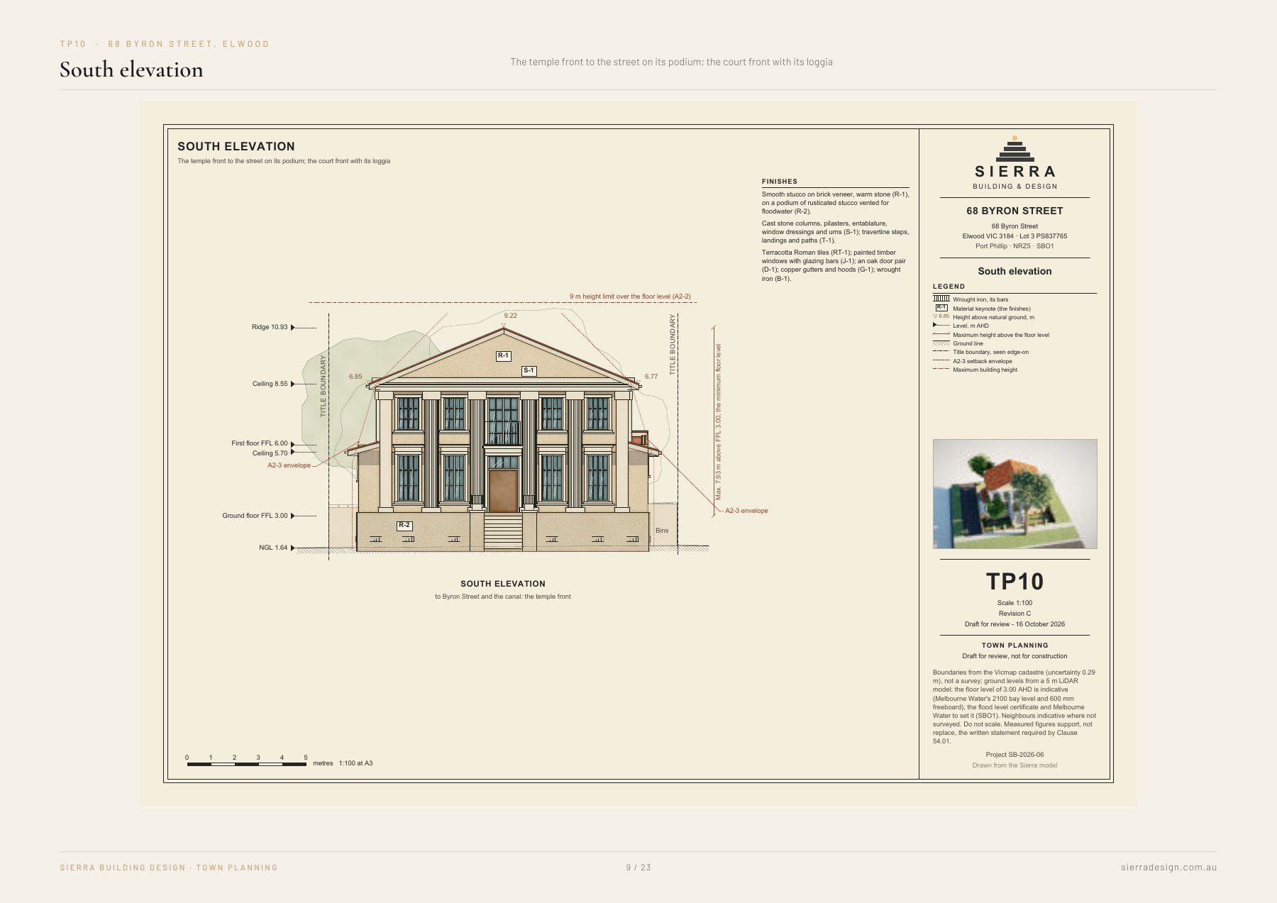 A Roman house by the canal: South elevation