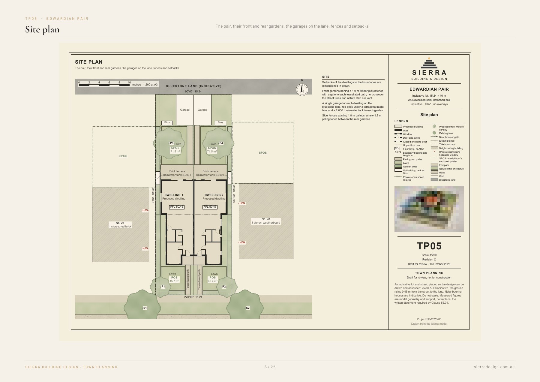 An Edwardian pair on an indicative lot: Site plan