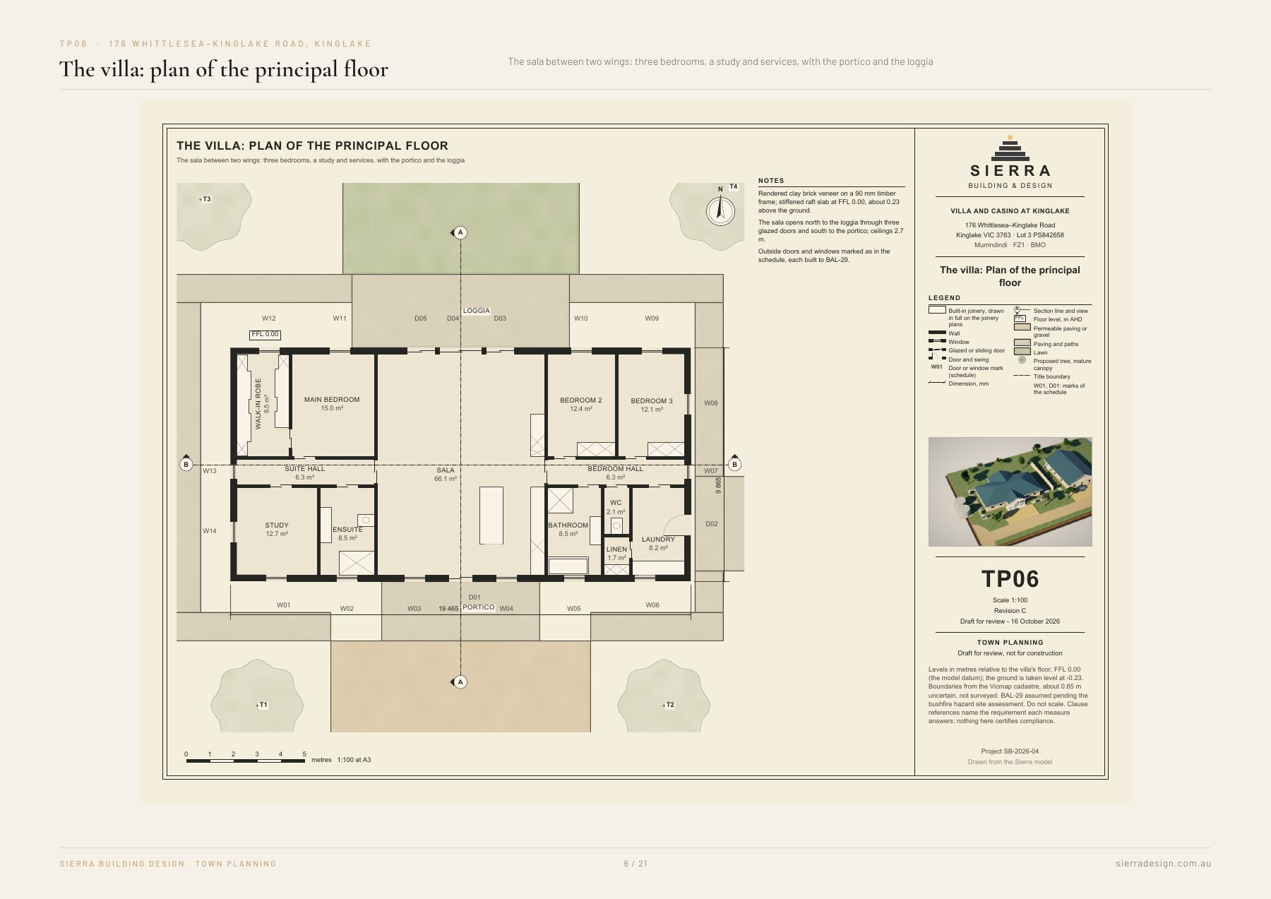 Villa and casino at Kinglake: The villa: plan of the principal floor