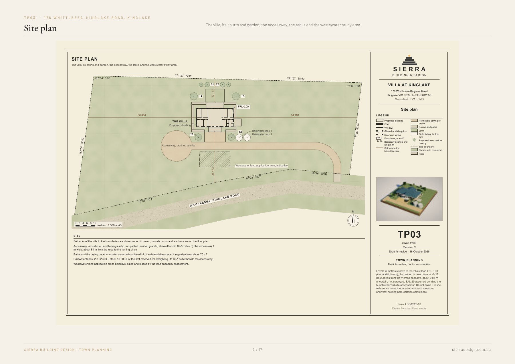 Villa at Kinglake in the open paddock: Site plan