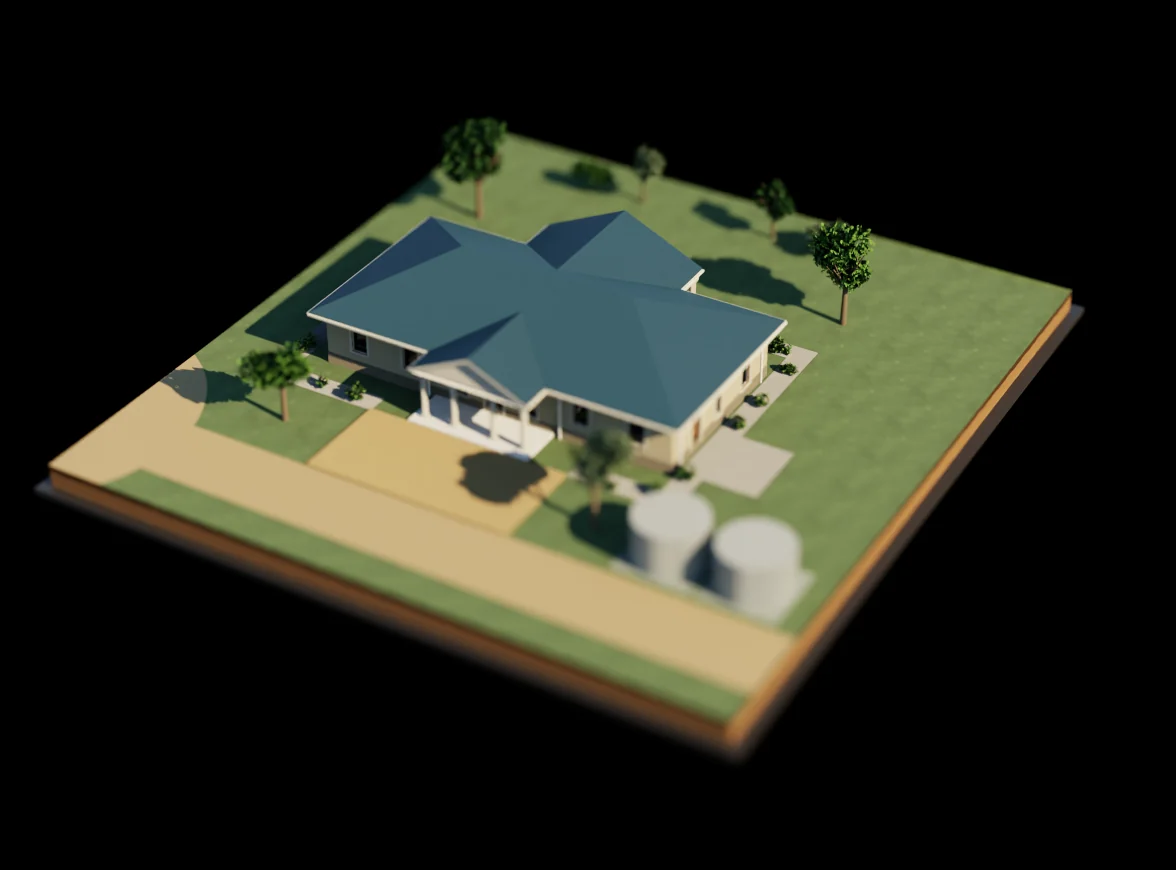Villa at Kinglake – in the open paddock: the model